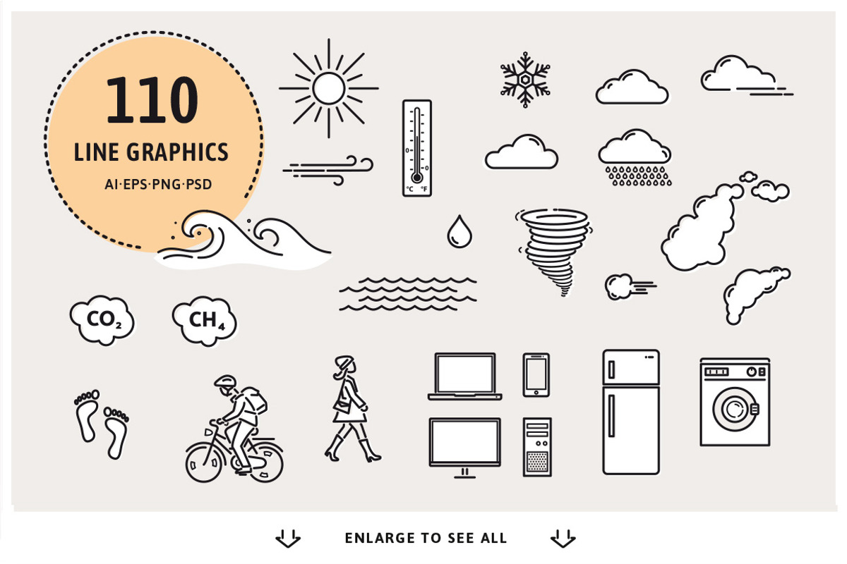 Climate Change Line Graphics, an Animal Illustration by nordicworker (Photo 2 of 5)