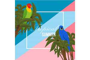 Parrot Summer Beach Banner Vector