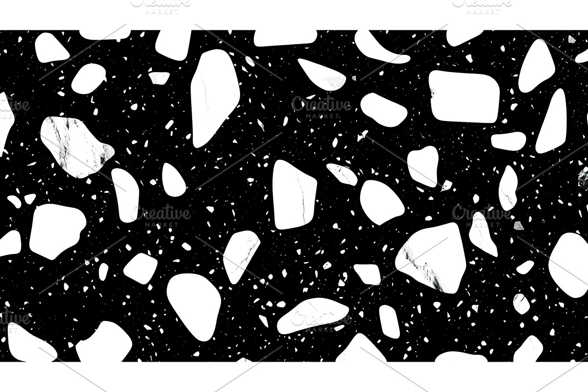 Abstract monochrome terrazzo pattern, an Illustration by Lermont51