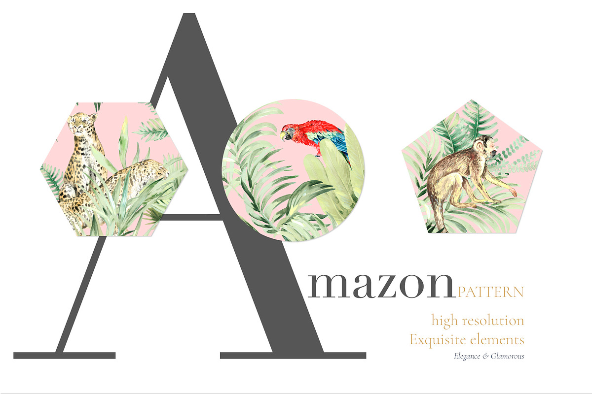 Amazon, Luxury Watercolor Pattern!, a Pattern Graphic by TSTUDIO