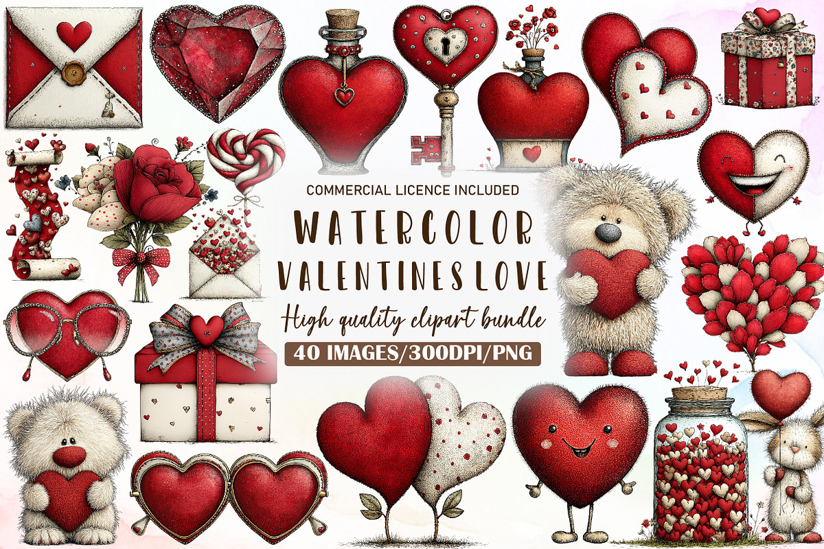 Valentines Clipart Set, Love Clipart, an Illustration by Sublimation Artist (Photo 1 of 6)