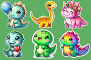 Kawaii Dinosaur Clipart Bundle, an Illustration by Designworld (Thumbnail 3 of 4)