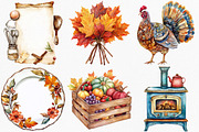 Vintage Thanksgiving Clipart, an Illustration by Canvas Craft (Thumbnail 2 of 7)