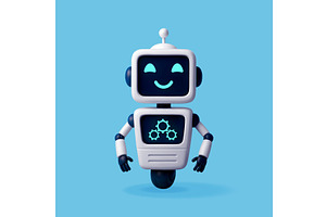 3D Friendly robot with smiling face, a Technology Illustration by Abscent