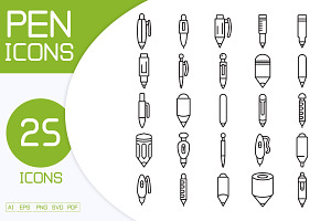 Pen and Pencil Line Icons, an Outline Icon by Designfour