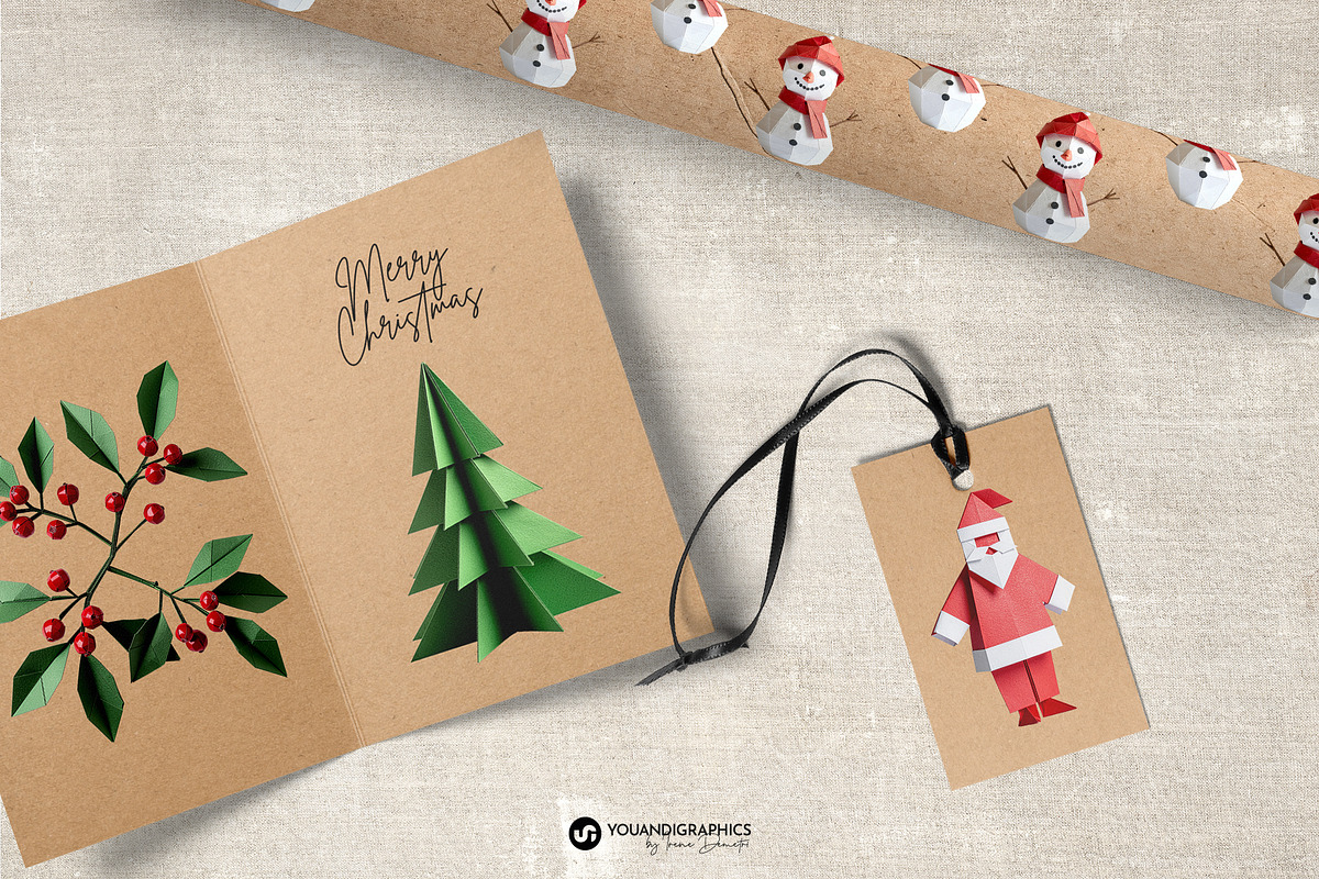 Christmas Origami Paper Elements, a Graphic by Youandigraphics (Photo 6 of 10)