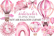 Watercolor Hot Air Balloon Clipart, an Illustration by Libby Wishes (Thumbnail 1 of 5)