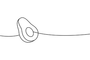 Avocado one line continuous drawing, a Food Illustration by GraphiShop