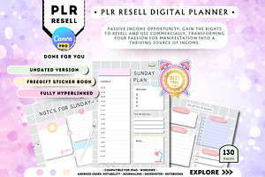 PLR Undated Digital Planner, a Stationery Template by Tas Creative Studio