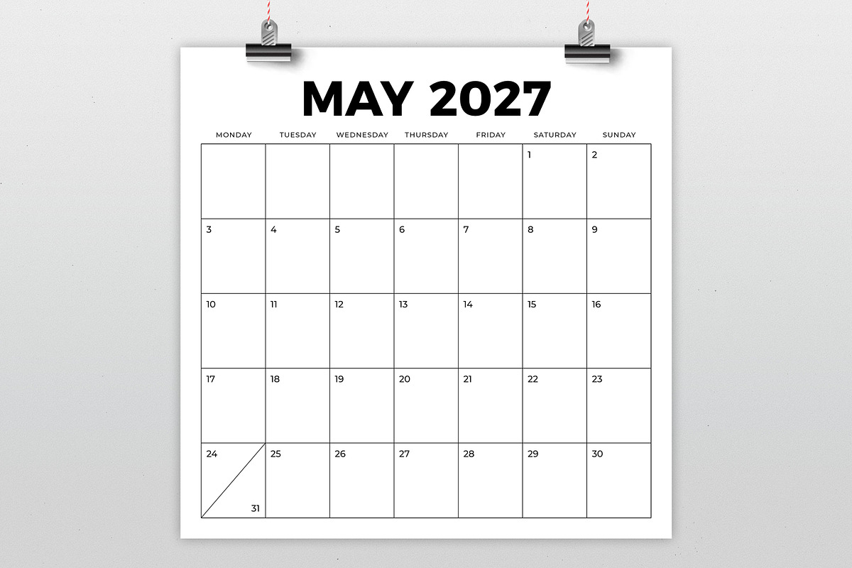 2027 12x12 Monday to Sunday Calendar, a Stationery Template by Running With Foxes (Photo 2 of 5)