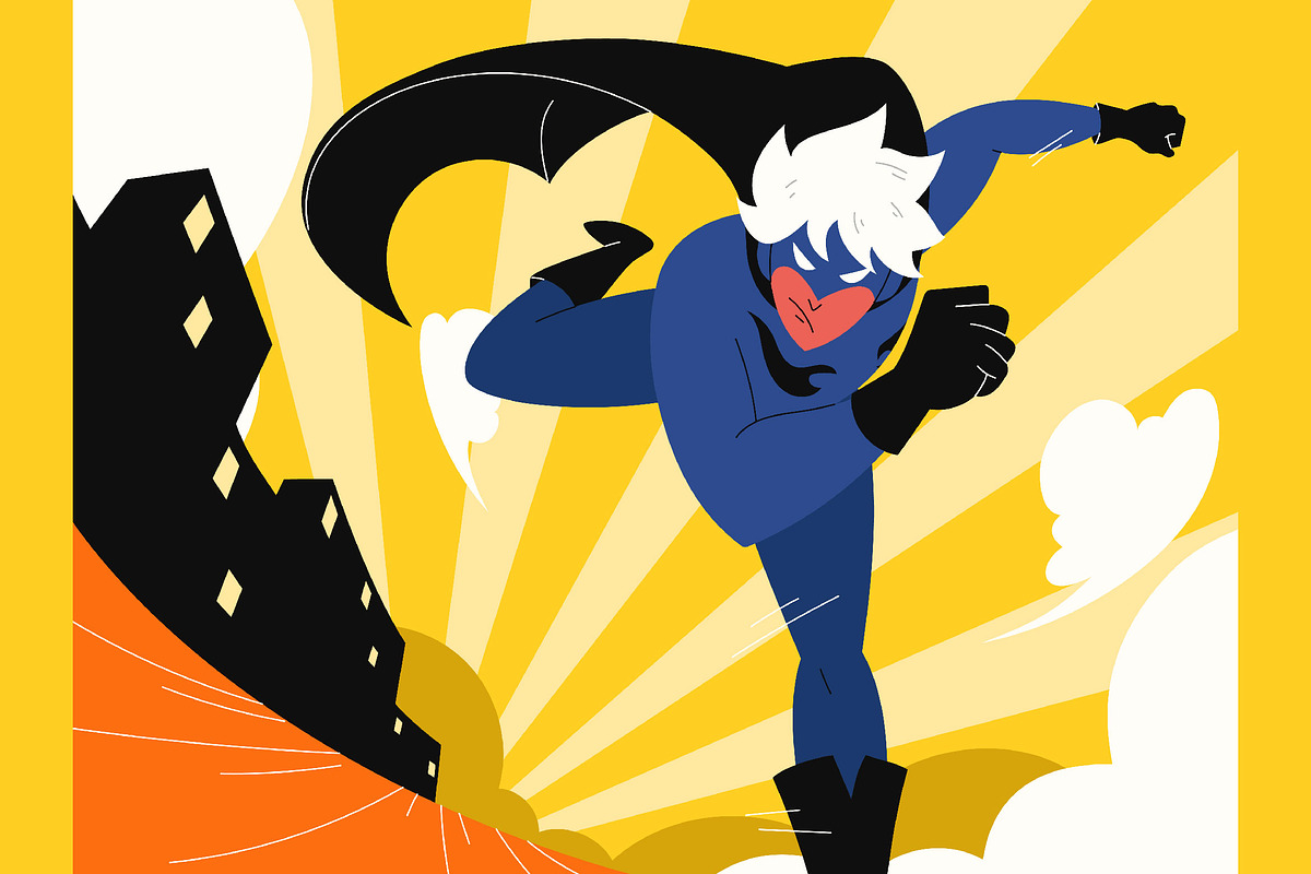 Superhero In Action Illustration, an Illustration by graphicook
