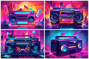 20 Colorful Boombox Illustrations