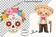 Dia de los Muertos Clipart Halloween, a Seasonal Illustration by SugarCloudStudioArt (Thumbnail 2 of 5)