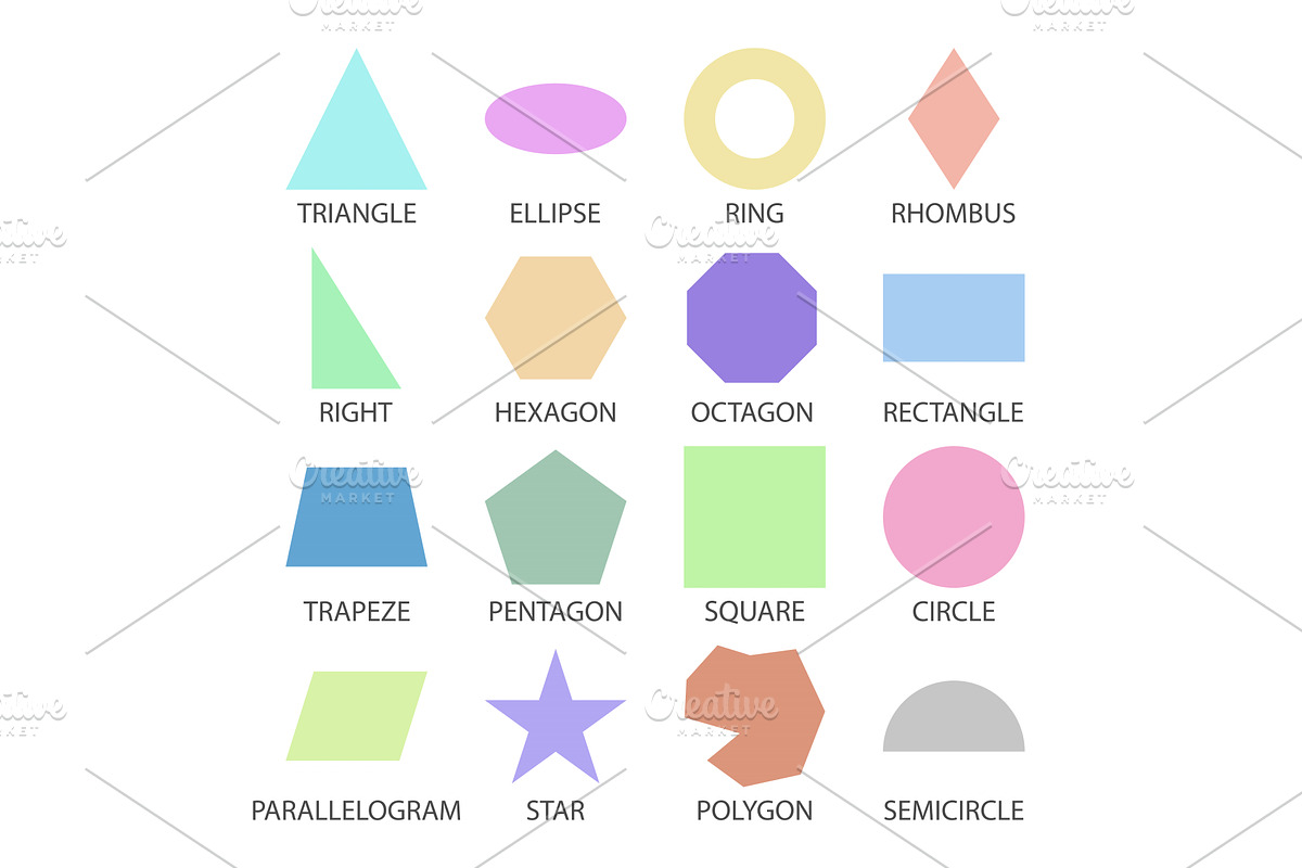 basic geometric shapes flat design, an Education Illustration by IfH