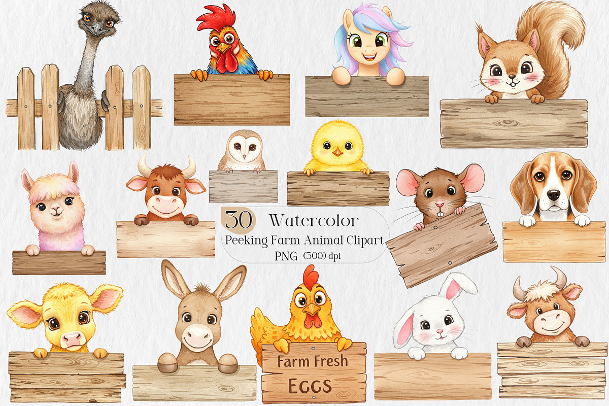 Peeking Farm Animal PNG Clipart, an Illustration by Creative Art (Photo 1 of 9)