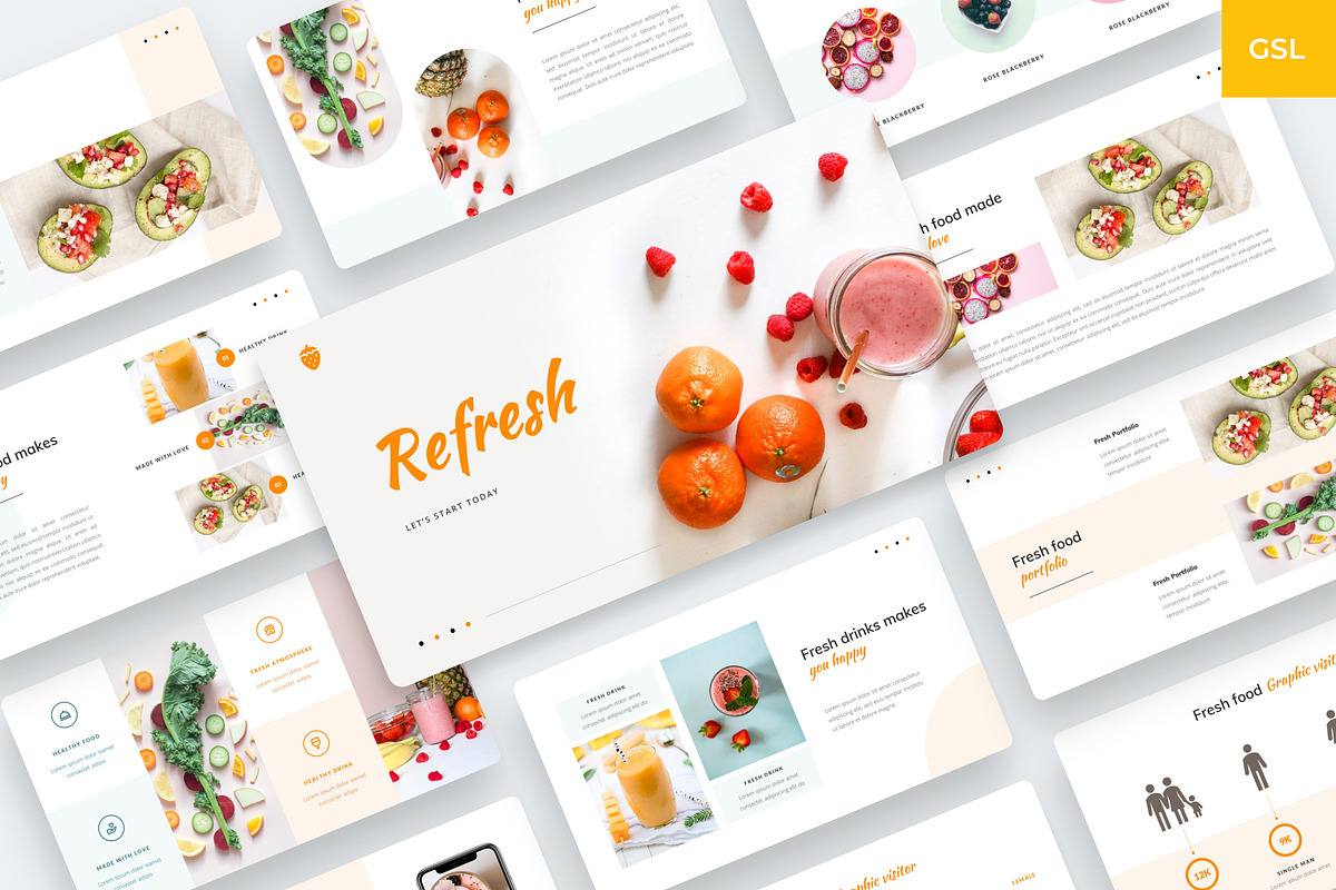 Refresh - Food Google Slides, a Presentation Template by BeadyLab (Photo 1 of 5)