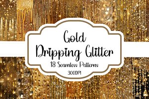 Gold Dripping Glitter Patterns, a Pattern Graphic by PrintablesByFranklyn