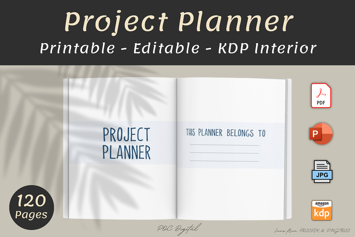 Project Planner Template, Tasks Plan, a Print Template by POC Digital (Photo 1 of 4)
