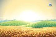 Rural landscape with wheat field, a Food Illustration by Countryside life (Thumbnail 6 of 8)