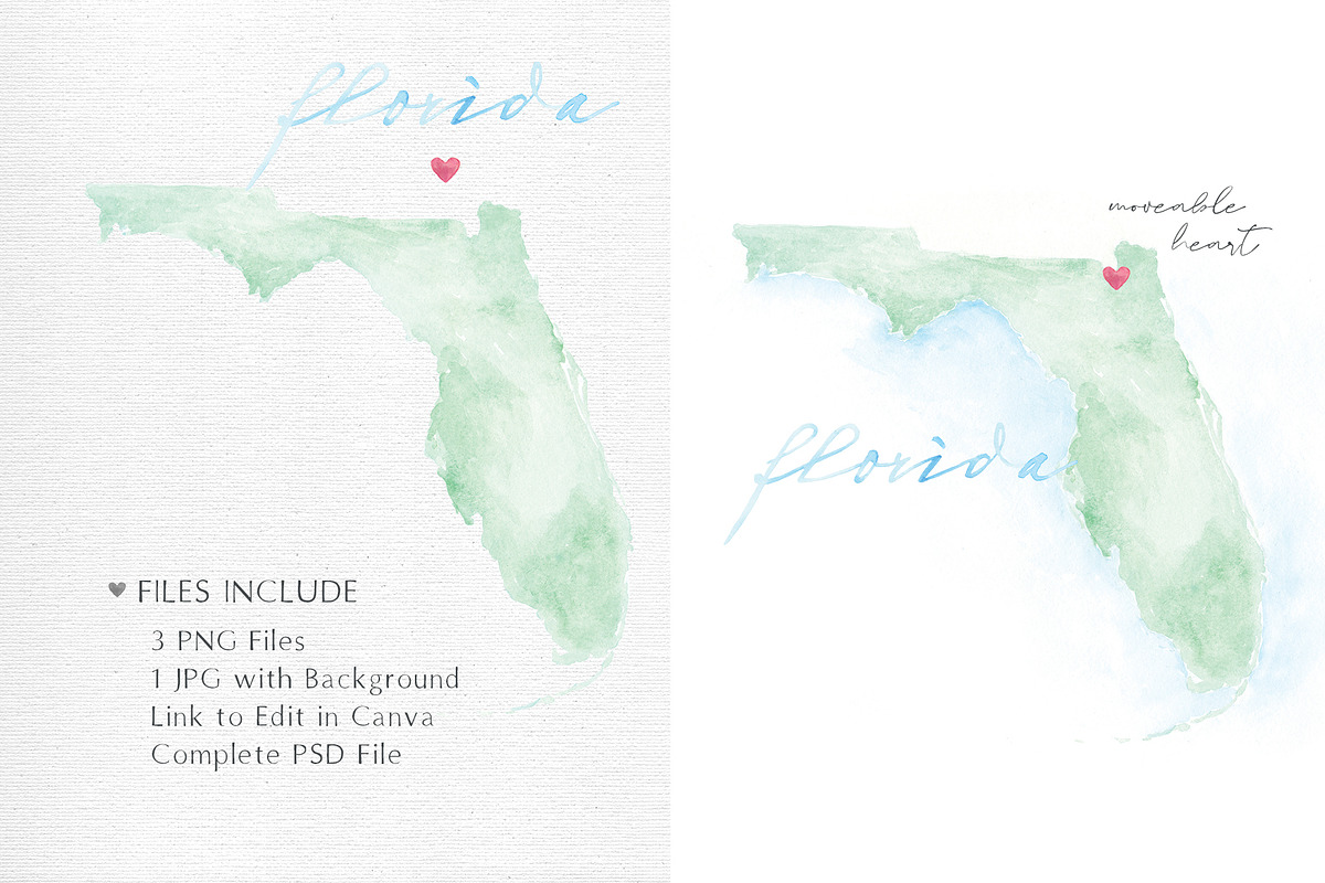 Watercolor Map of Florida, an Illustration by Beloved Paper (Photo 3 of 6)
