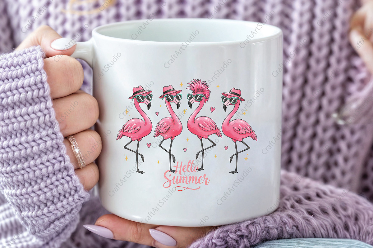 Hello Summer Flamingo Summer PNG, an Illustration by CraftArtStudio (Photo 3 of 4)