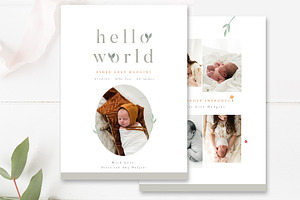 7x5 Organic Birth Announcement PSD