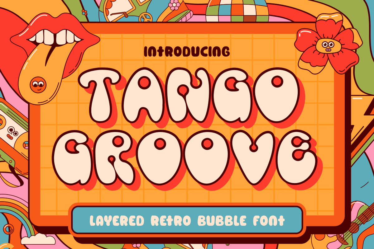 Tango Groove Layered Retro Bubble, a Font by PutraCetol Studio (Photo 1 of 5)