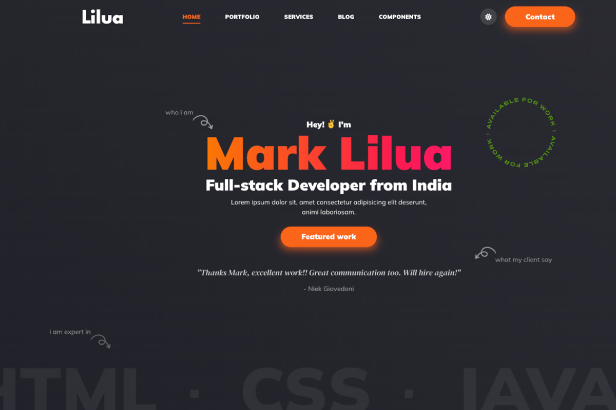 Lilua - Portfolio Html Template, a HTML Template by SLICEmyPAGE (Photo 12 of 12)
