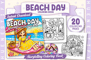 Beach Day Story Coloring Book, a Seasonal Illustration by HueNestify (Thumbnail 1 of 5)