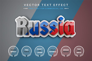 Russia Tricolor Editable Text Effect