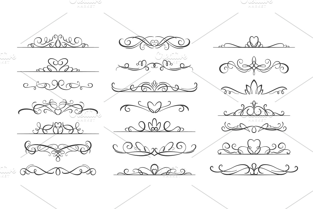 Swirly retro dividers. Old book, an Illustration by YummyBuum
