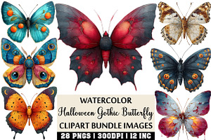 Halloween Gothic Butterfly Clipart, an Illustration by Craft Nest
