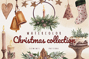 Christmas decor in watercolor, a Decorative Illustration by a_ptichkina (Thumbnail 1 of 7)