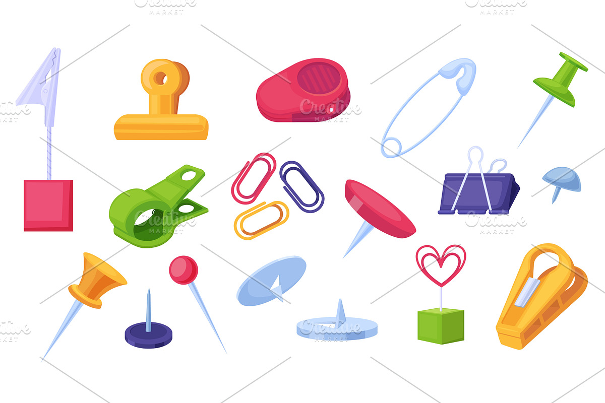 Cartoon clip holders. Metal plastic, an Object Illustration by LadadikArt