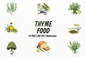 Vintage Pastel Thyme themed Clipart, a Food Illustration by New-School-Wave