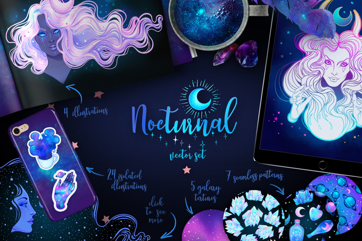 NOCTURNAL. Magic Vector Set., an Object Illustration by Varvara Gorbash (Photo 1 of 8)