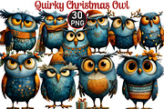 Quirky Christmas Owl Clipart, an Illustration by Black Bird Studio (Thumbnail 1 of 6)