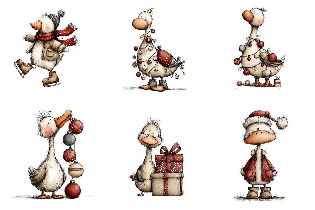 Funny Goose Christmas Clipart, an Illustration by CreationArt (Photo 3 of 5)
