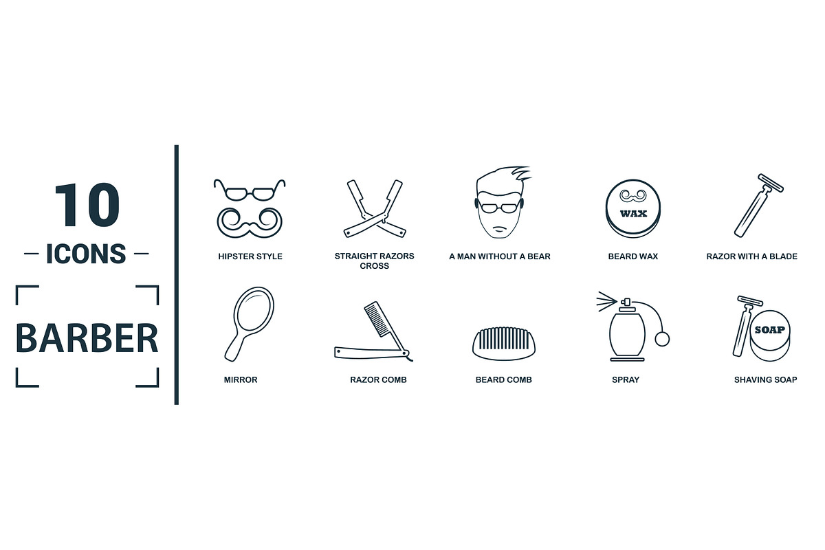 Barber Line Icon Set, an Object Graphic by Aimagenarium@gmail.com (Photo 3 of 3)