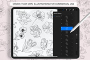 Procreate - Elegant Tattoo Flowers, a Brush Add-On by DiBrush Studio (Thumbnail 2 of 7)
