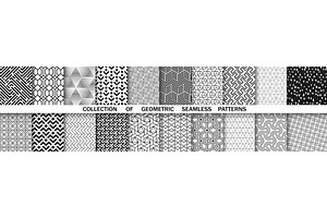 Geometric set of seamless black and, a Decorative Illustration by RODINA