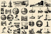Vintage Coastal Travel Illustrations, an Object Illustration by Nocturnal Wolf (Thumbnail 22 of 27)