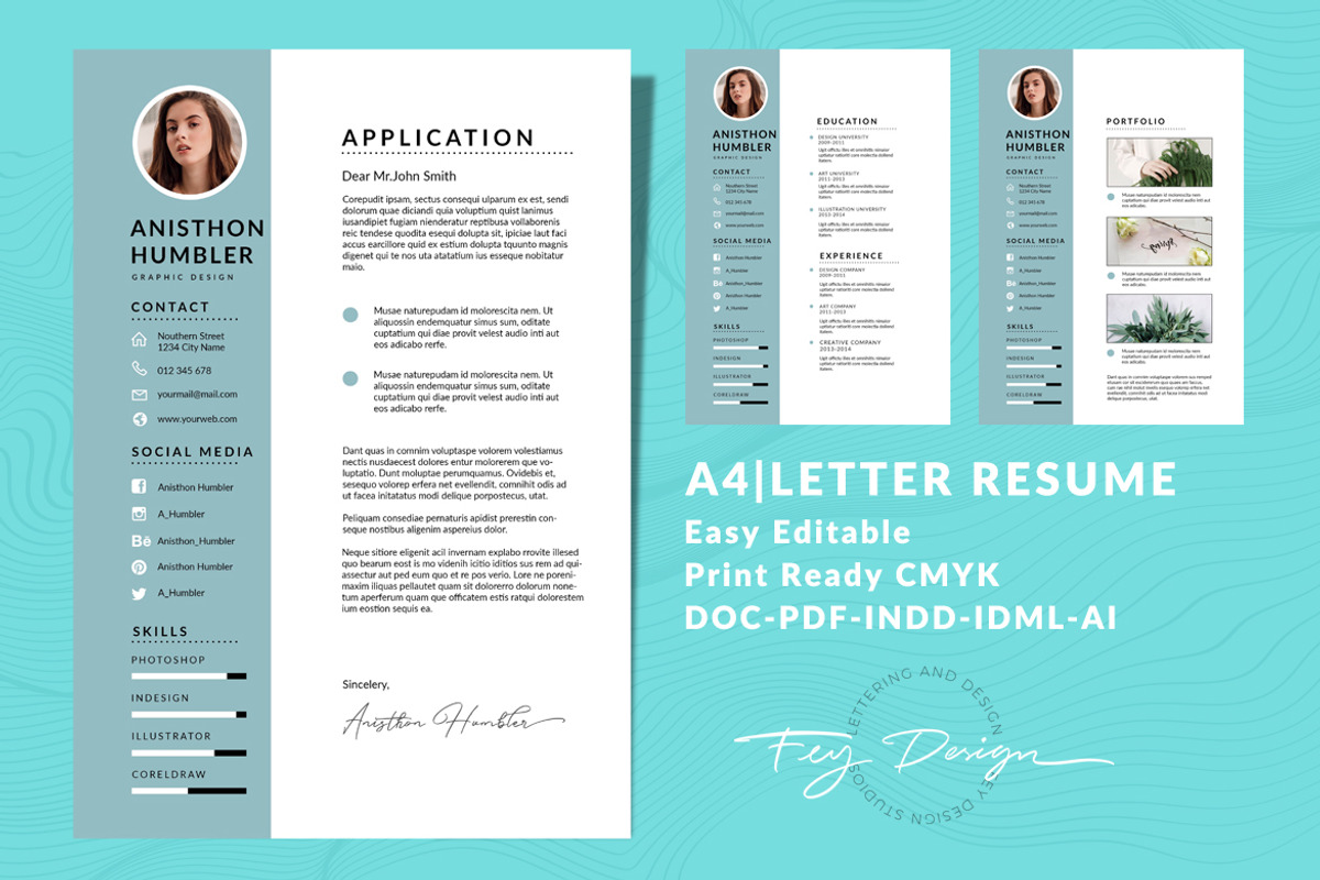 A4-Letter CV Resume Templates, a Resume Template by feydesign (Photo 1 of 2)
