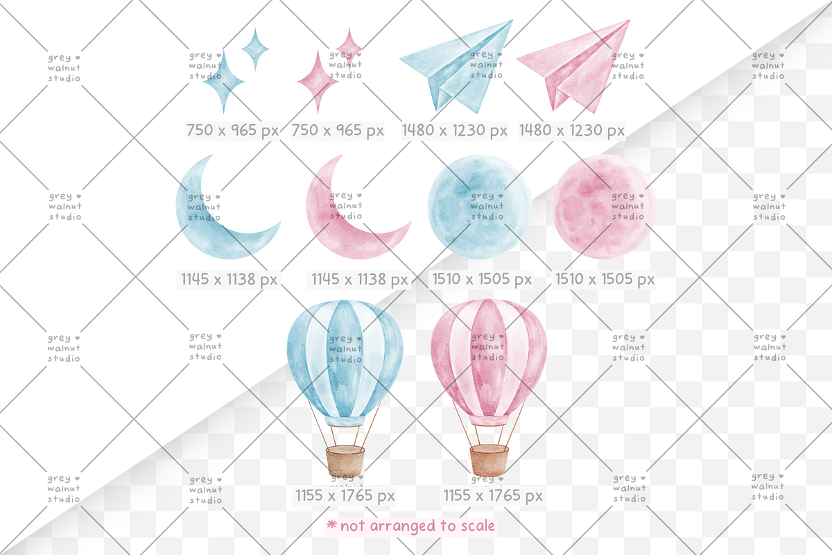 Pink and Blue Clouds Clipart, a Decorative Illustration by greywalnutstudio (Photo 3 of 3)