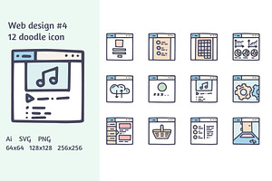 Web design 12 color doodle icon