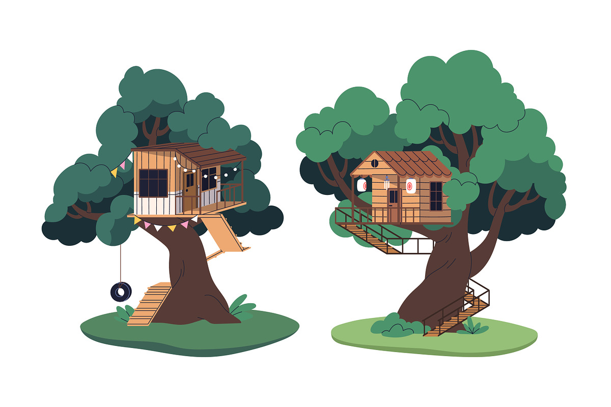 Wood tree houses. Nature treehouses, an Object Illustration by Good Studio (Photo 3 of 5)