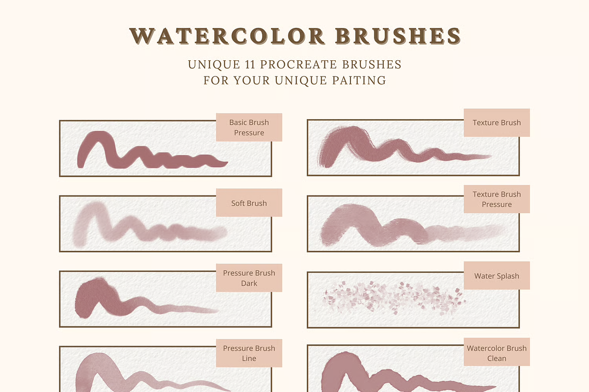 SMOOTH WATERCOLOR PROCREATE BRUSHES, a Brush Add-On by BeeRubby (Photo 4 of 9)