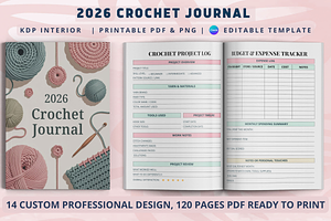 2026 Crochet Journal & Planner, a Print Template by Book2bees