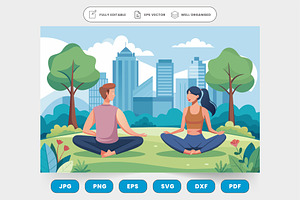 A couple in a yoga position in the p, a Graphic by SaroStock