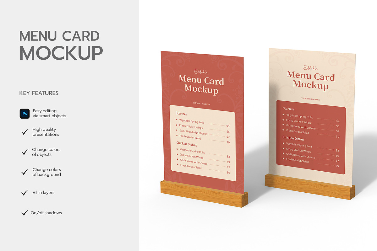Standing Two Menu Card Mockup